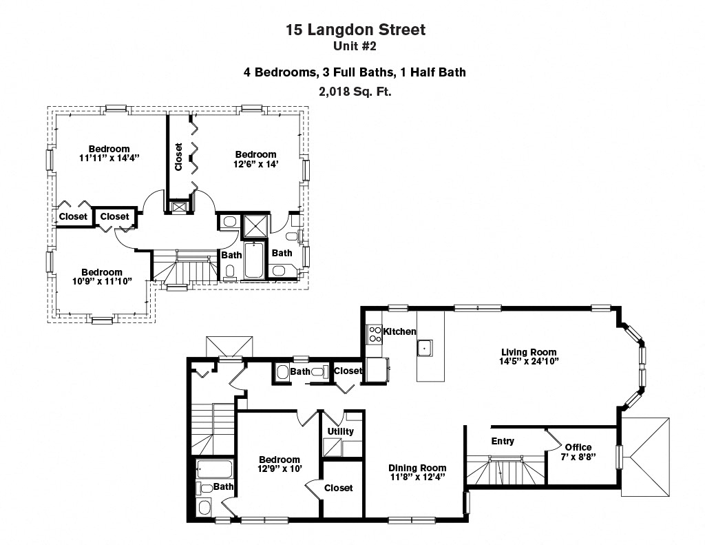 Floor plan for 4 beds, 4 baths, 2097 sqft
